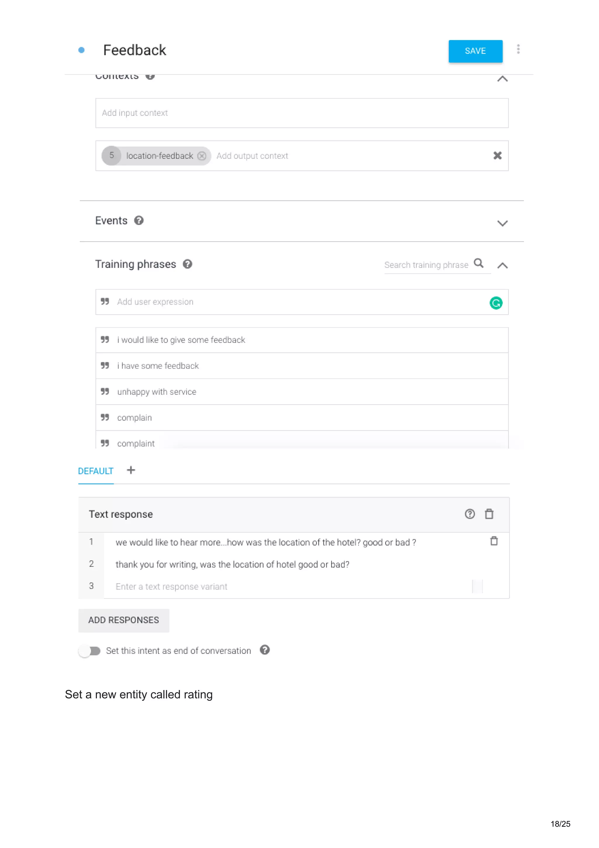 Set a new entity called rating
18/25
 