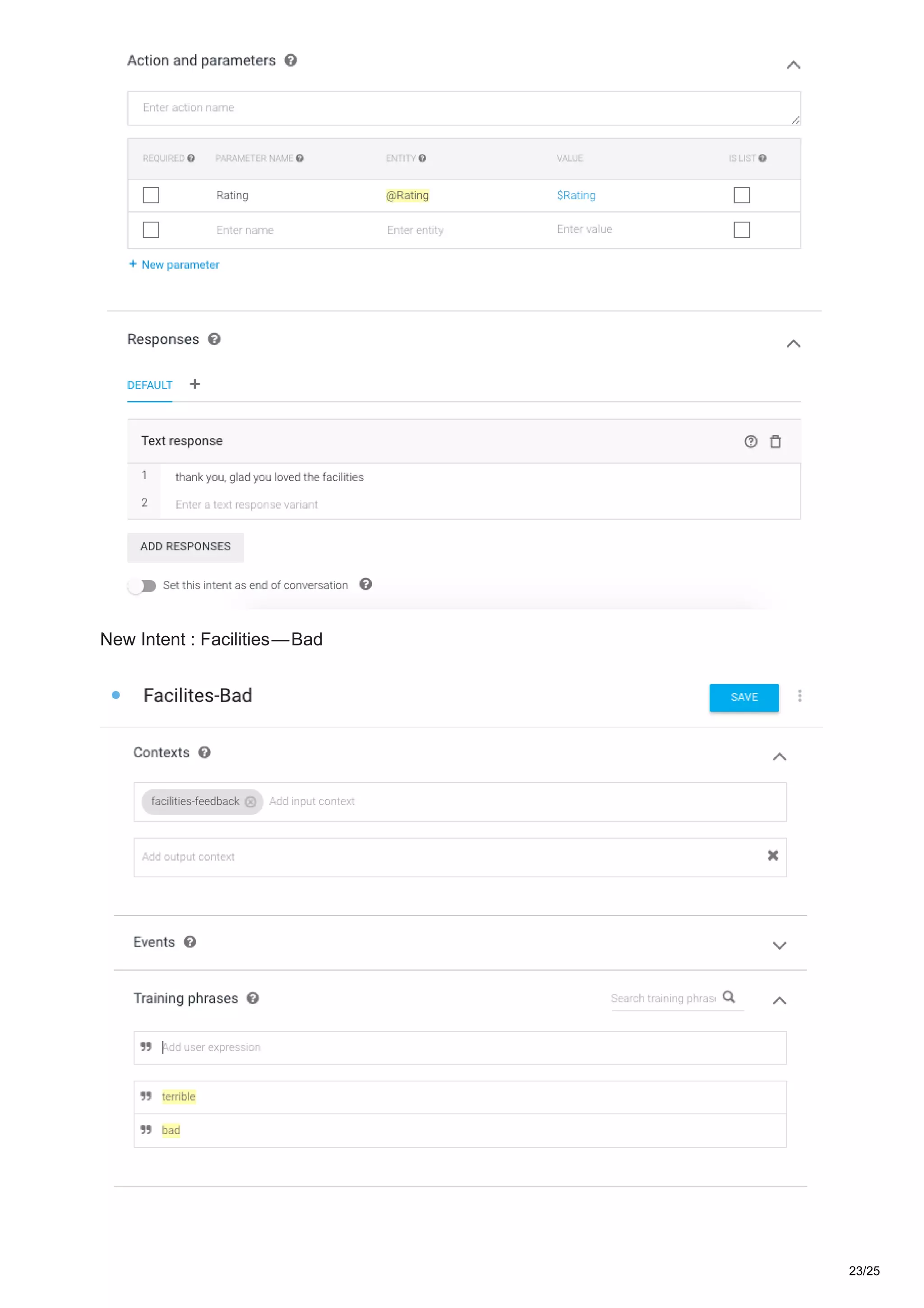 New Intent : Facilities — Bad
23/25
 