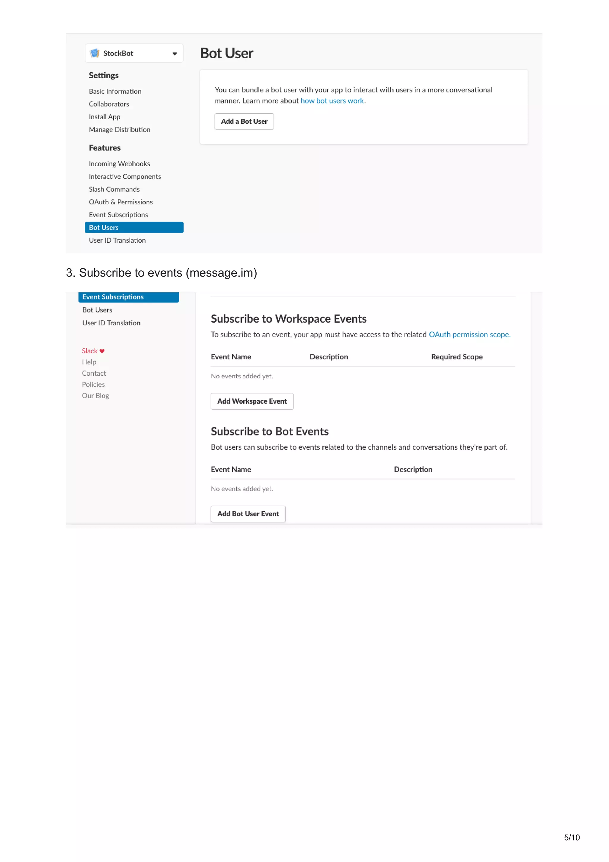 3. Subscribe to events (message.im)
5/10
 