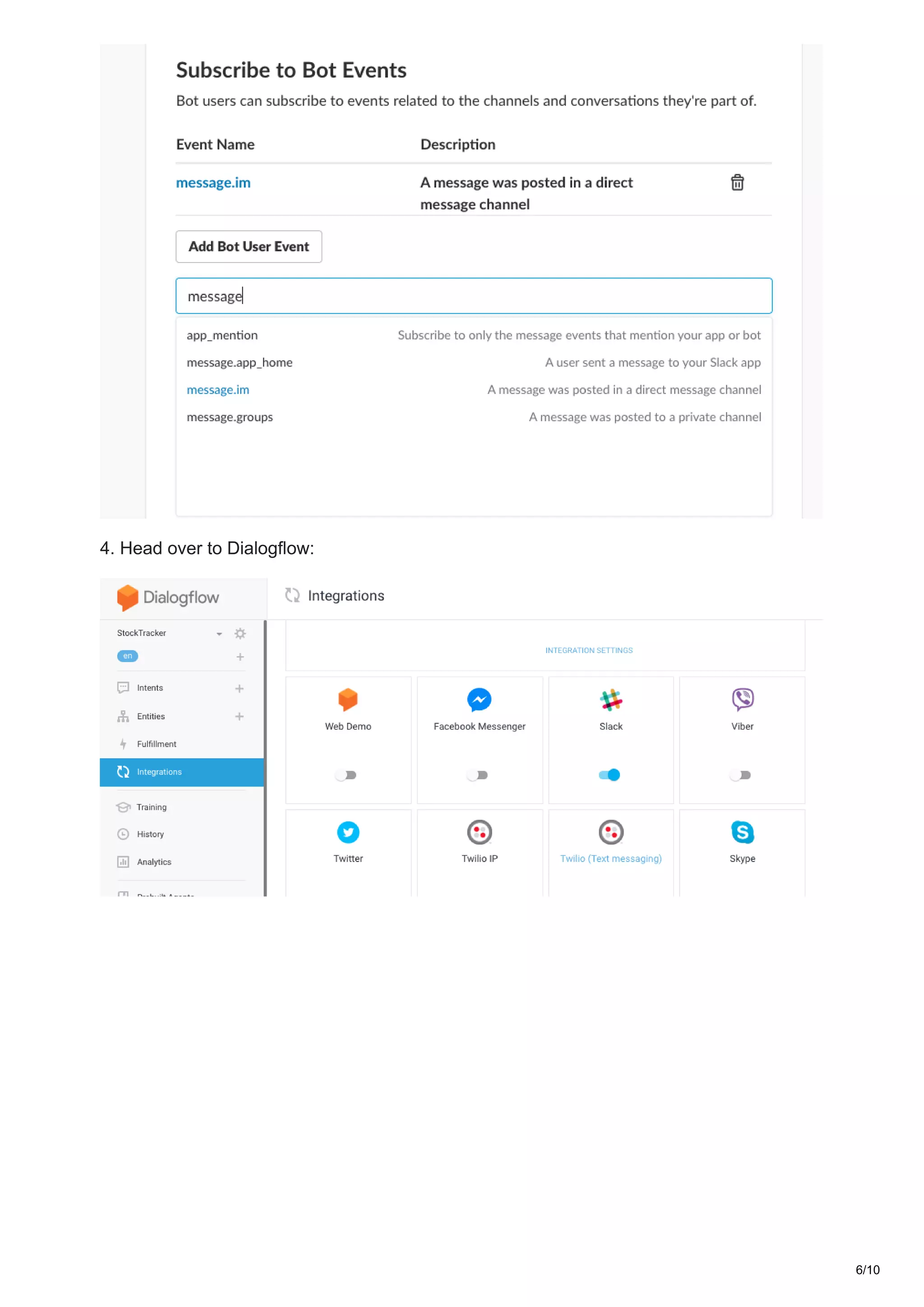 4. Head over to Dialogflow:
6/10
 