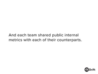 And each team shared public internal
metrics with each of their counterparts.
 
