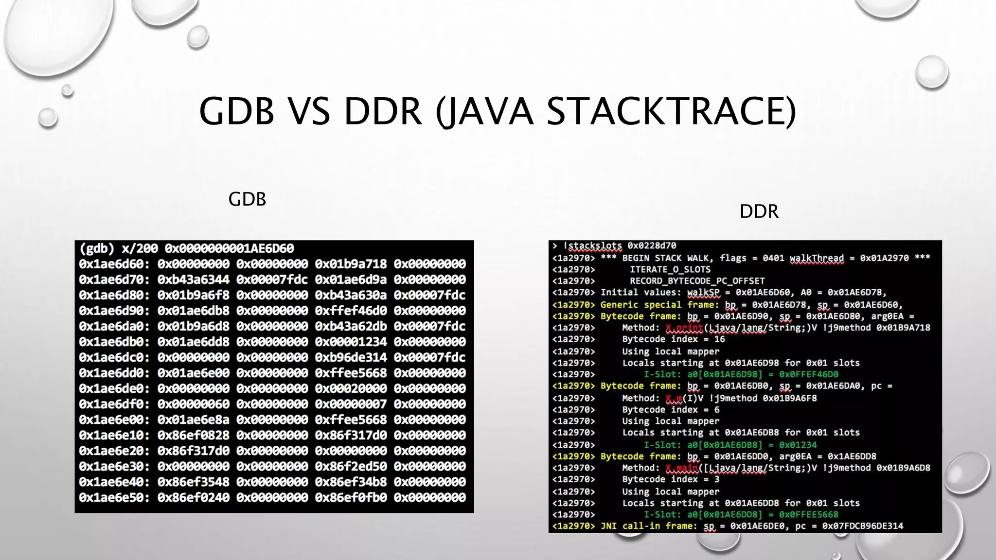 GDB VS DDR (JAVA STACKTRACE)
GDB
DDR
 