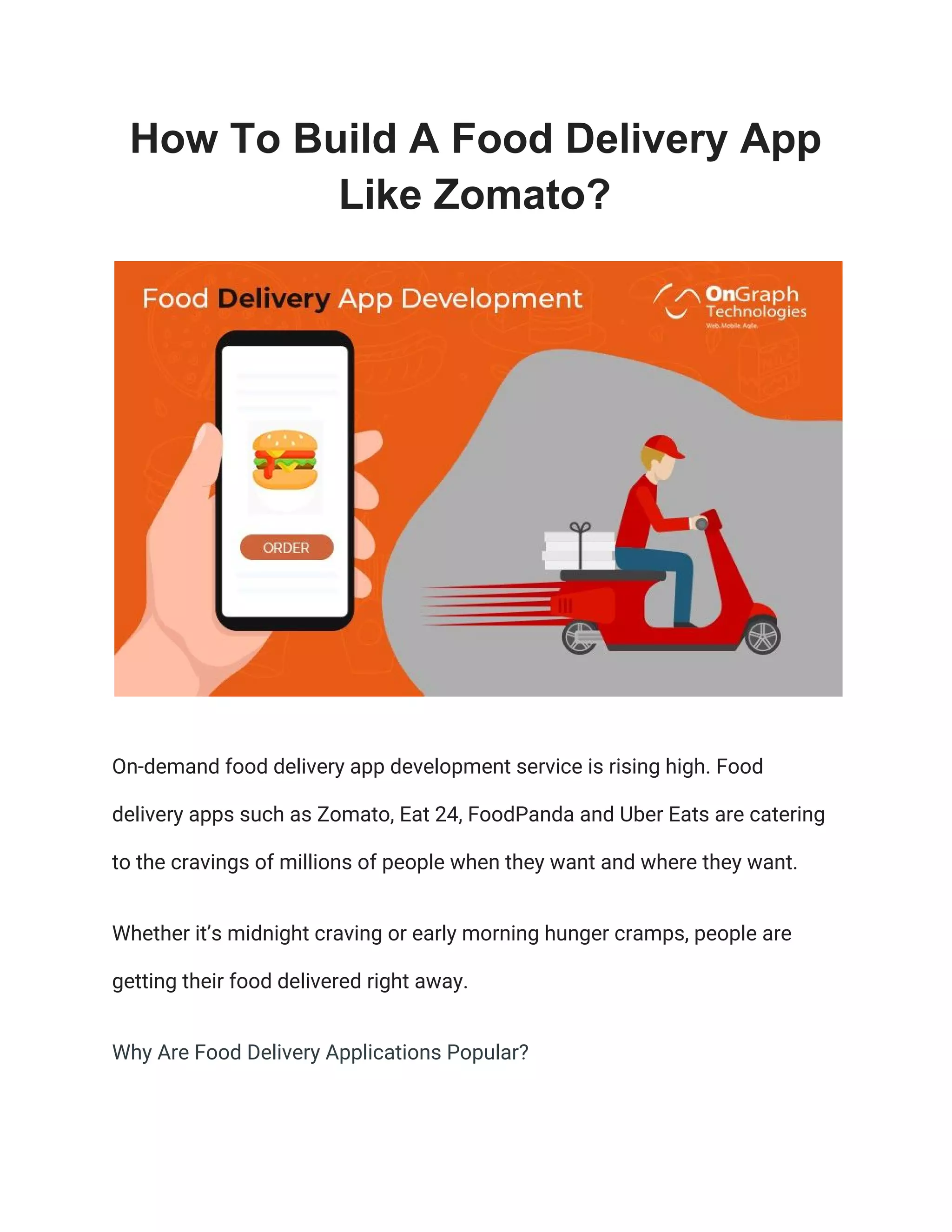 How to build a food delivery app like zomato | PDF | Food Industry ...