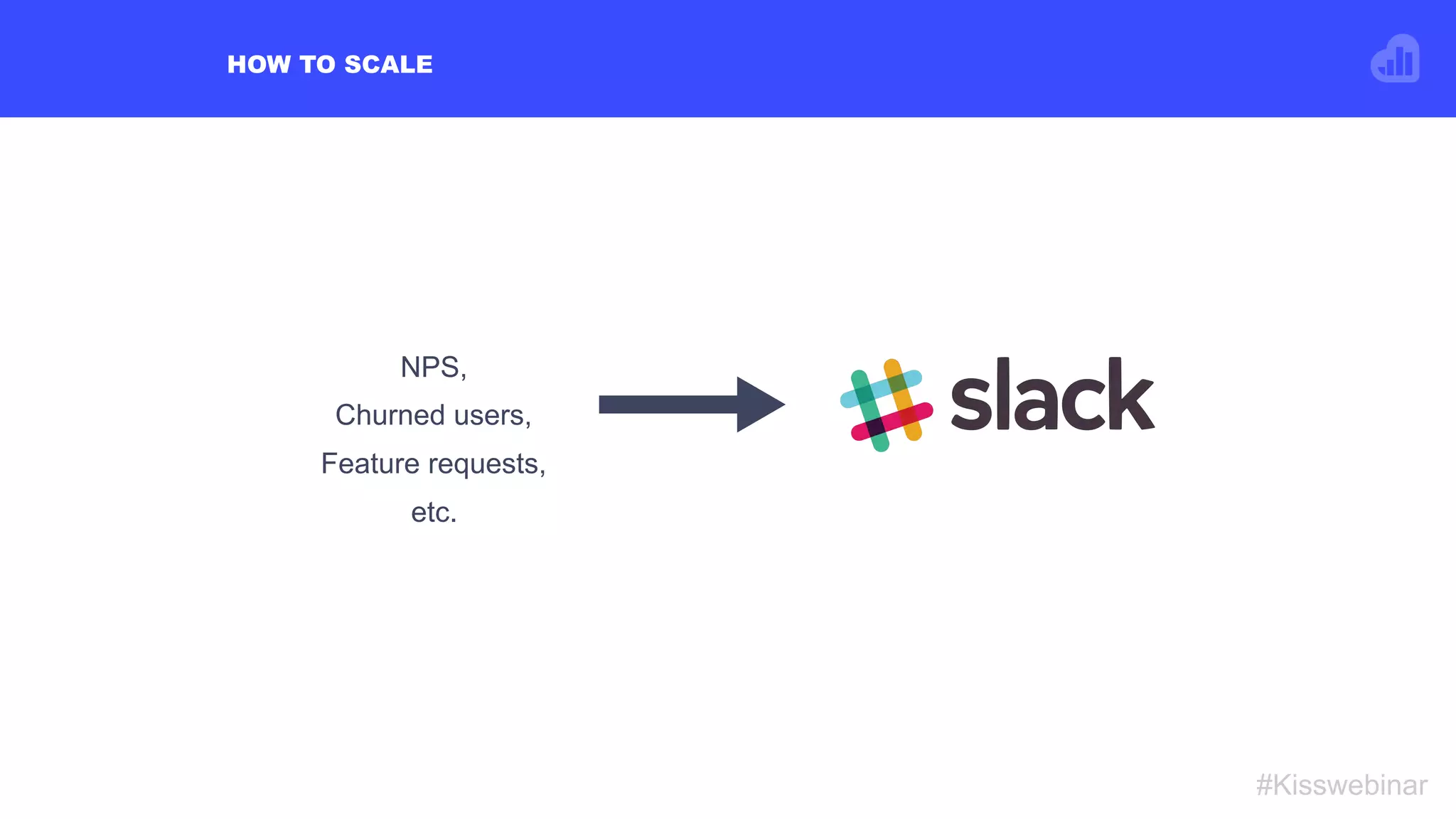 HOW TO SCALE
#Kisswebinar
NPS,
Churned users,
Feature requests,
etc.
 