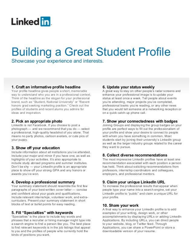 how to build a great student linkedin profile