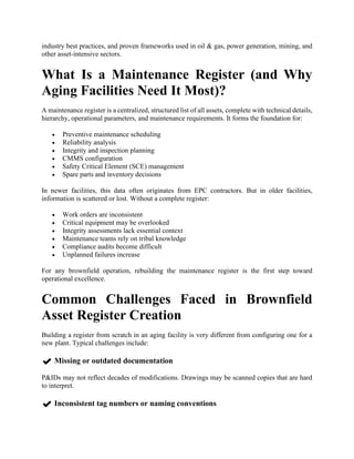 How to Build a Maintenance Register from Scratch for Aging Facilities | PDF