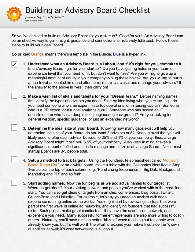 How to build_an_advisory_board_stepbystep_checklist