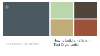 +
How to build an efficient
Test OrganizationTest organizations in large corporations
 