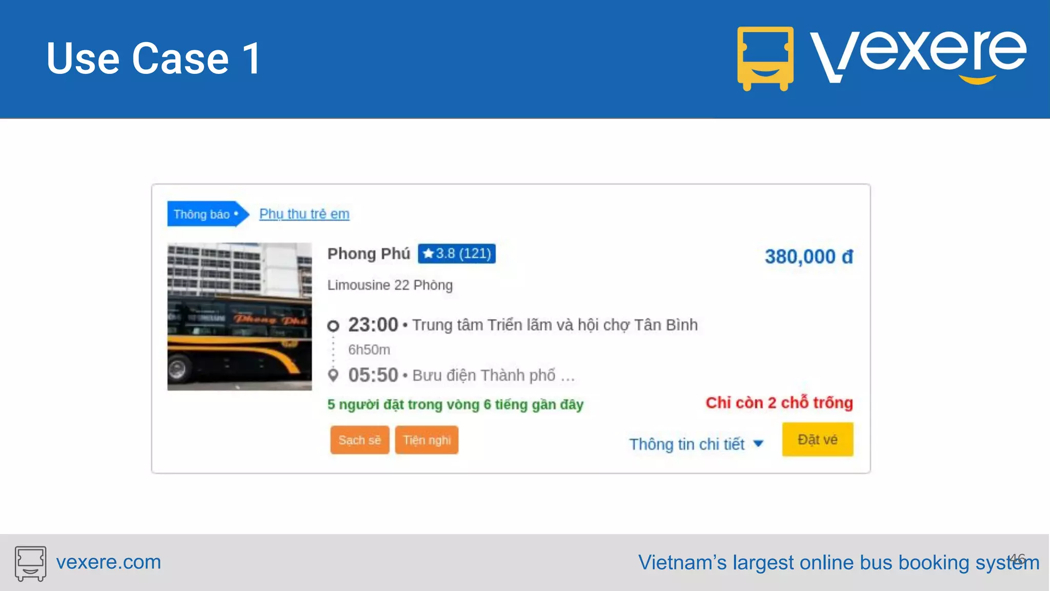 Vietnam’s largest online bus booking systemvexere.com 46 