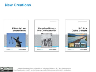 New Creations
Unless otherwise noted, this work is licensed under CC-BY. 4.0 International.
Feel free to use, modify or distribute any or all of this presentation with attribution.
 