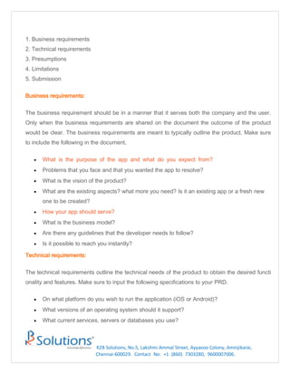 How to build a perfect prd for your mobile application | PDF