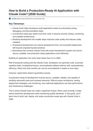Reduce Test Code Development Time How to Build a Production-Ready AI Application with Claude Code in 2026 ...