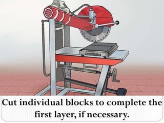 Cut individual blocks to complete the
first layer, if necessary.
 