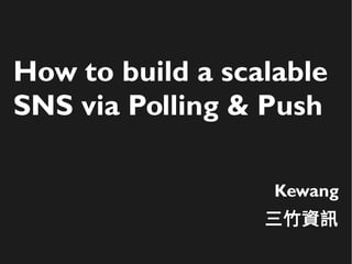 How to build a scalable
SNS via Polling & Push
Kewang
三竹資訊
 