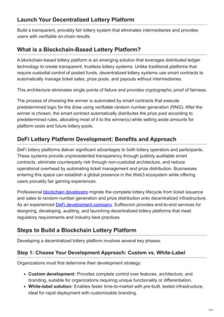 How to Build a Secure DeFi Lottery Platform with Smart Contracts | PDF