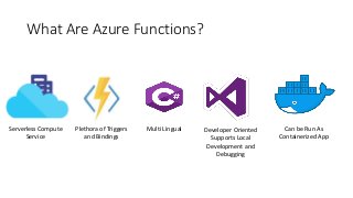 Azure Functions Now Supports .Net Core based Dependency Injection
No More Static Functions
 