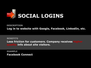Social fast access
Logins enable
 