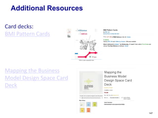 Additional Resources
147
Card decks:
BMI Pattern Cards
Mapping the Business
Model Design Space Card
Deck
 