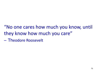 “No one cares how much you know, until
they know how much you care”
– Theodore Roosevelt
EMPATHY MAPS
75
 