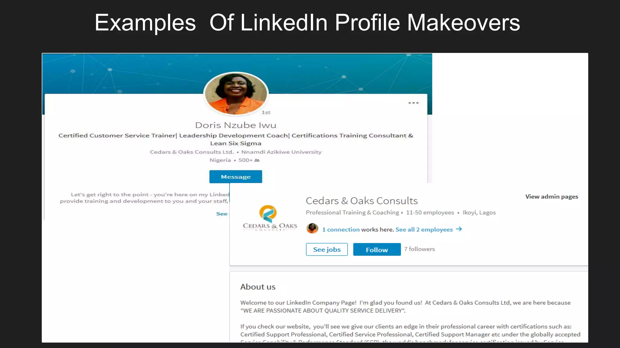 Examples Of LinkedIn Profile Makeovers
 