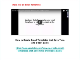 How to Create Email Templates that Save Time
and Boost Sales
https://salesscripter.com/how-to-create-email-
templates-that...