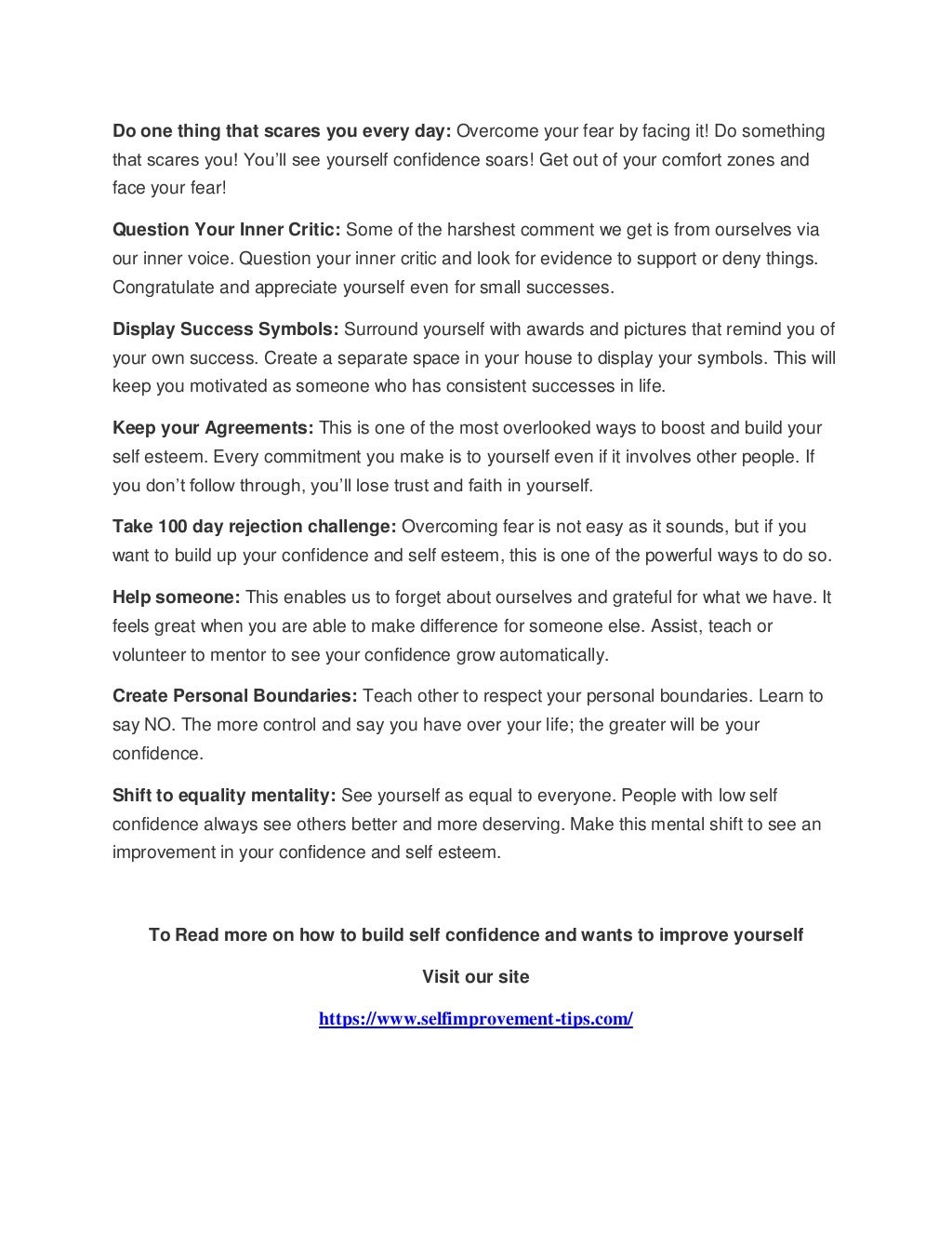 How to build confidence and self esteem