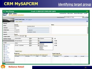 CRM MySAPCRM

Reliance Retail

identifying target group

35

 