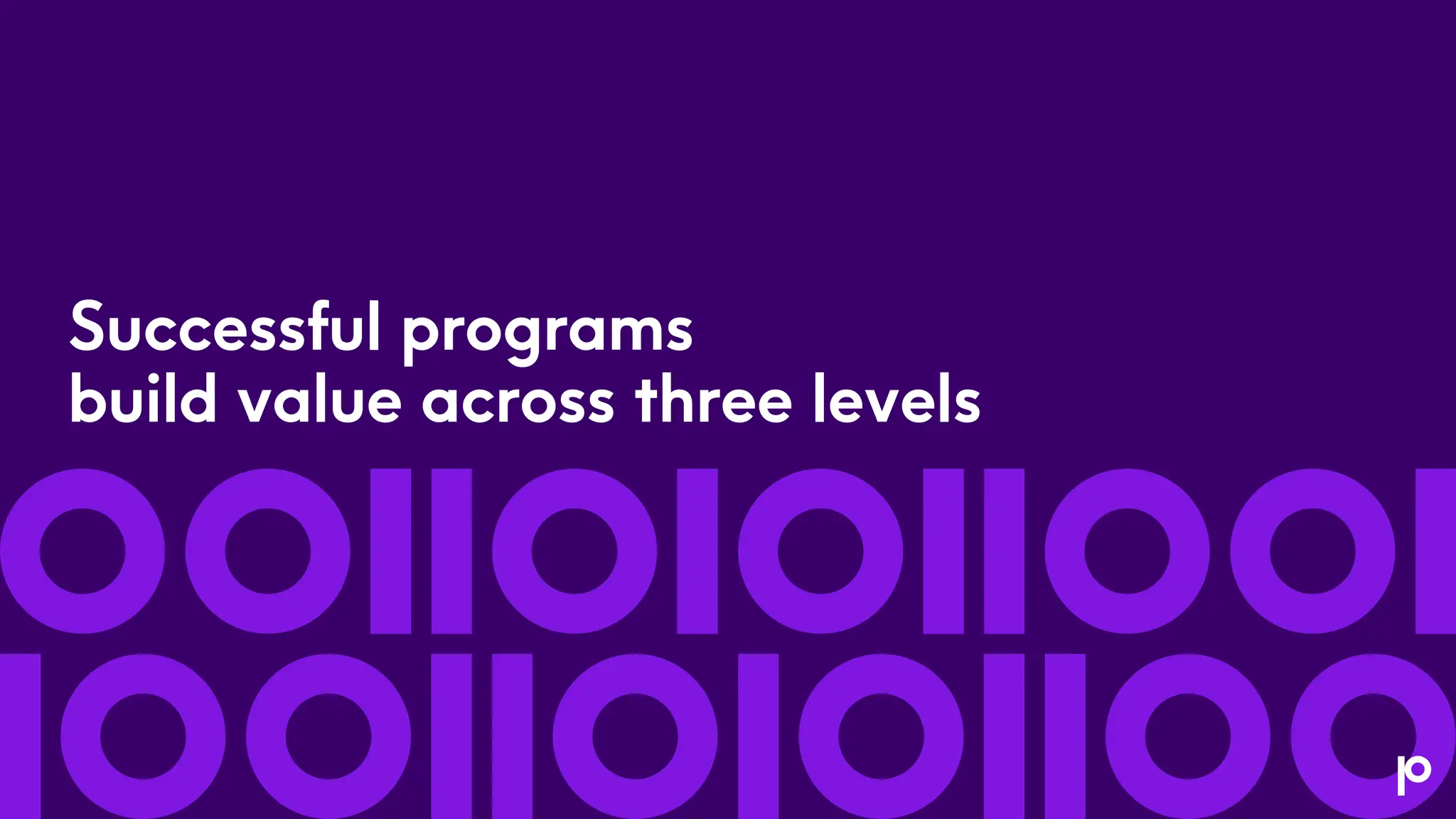 Successful programs
build value across three levels
 