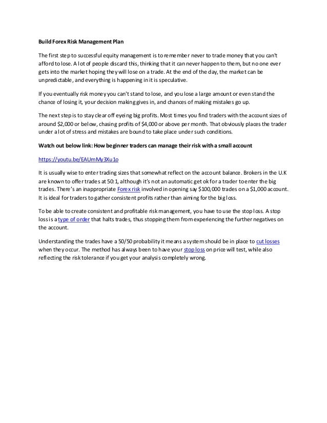 How To Build Forex Risk Management Plan - 