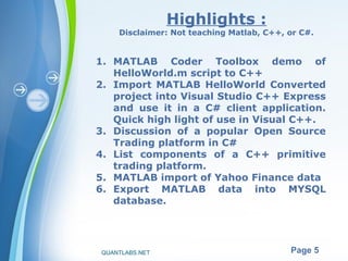How to build high frequency trading with our matlab secrets with c++ ...