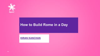 Date
How to Build Rome in a Day
KIRAN KANCHAN
 