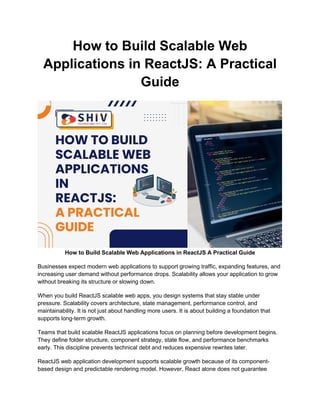 react components guide | build scalable, modern web... Building Scalable ReactJS Apps: Practical Guide | PDF