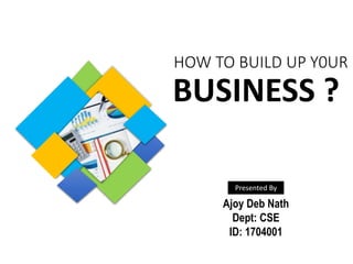 HOW TO BUILD UP Y0UR
BUSINESS ?
Presented By
Ajoy Deb Nath
Dept: CSE
ID: 1704001
 