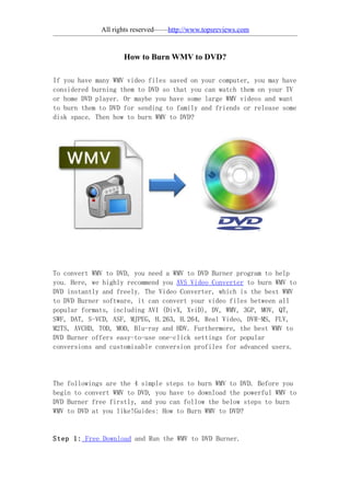 How to burn wmv to dvd