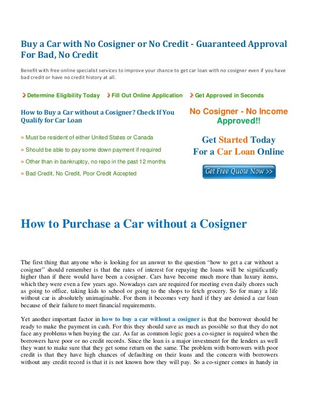 how can i get a car without a cosigner