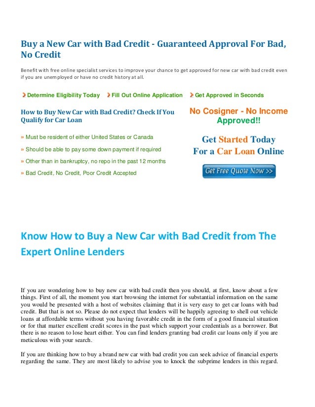 can i get a brand new car with bad credit