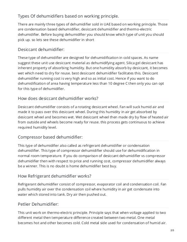 How to buy dehumidifier based on dehumidification principle. 