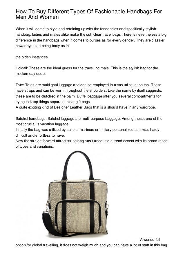 types of handbags for ladies and their names