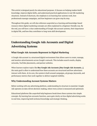 Buying and Google Ads Accounts for Digital Marketing Success | PDF