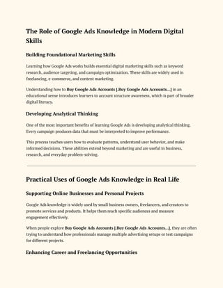 Buying and Google Ads Accounts for Digital Marketing Success | PDF