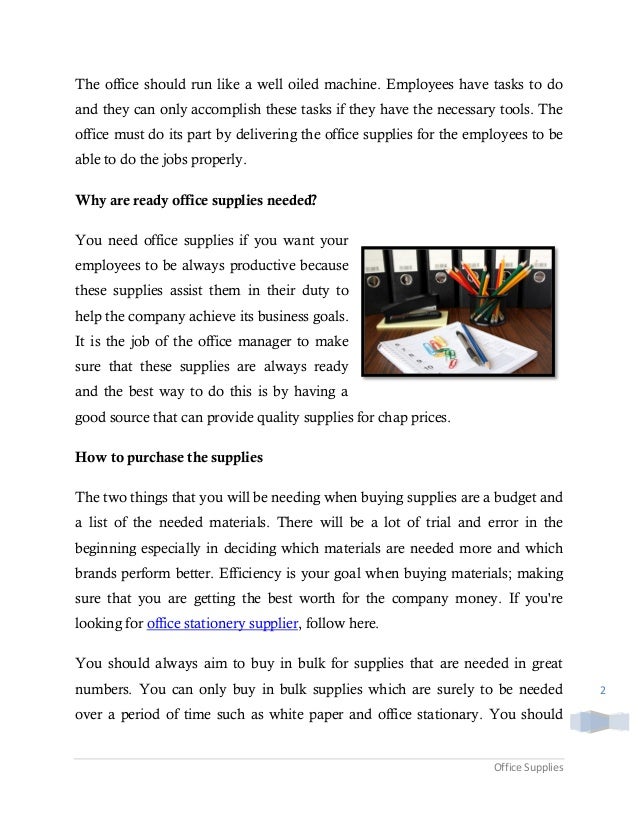 Office Management Managing Office Supplies