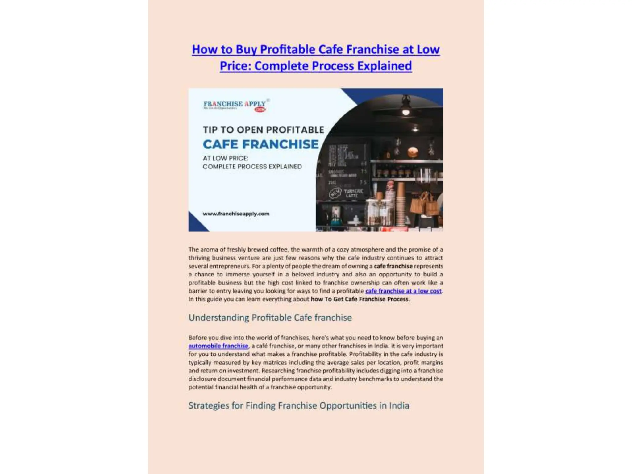 Trading Cafe Quick Win Program.pdf How to Buy Profit Cafe Franchise at Low Price Complete Process ...