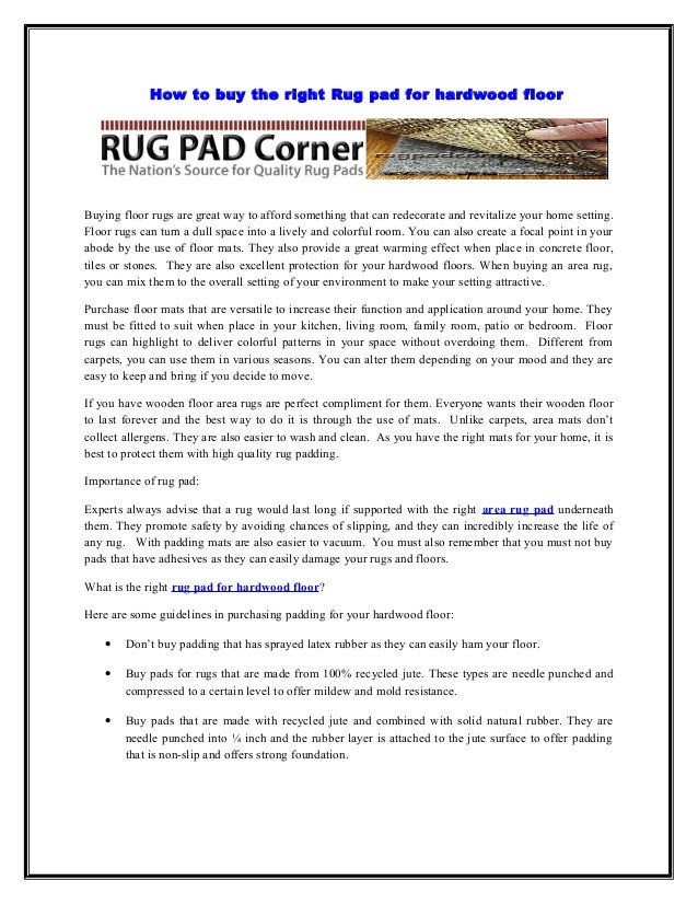 How to buy the right rug pad for hardwood floor..