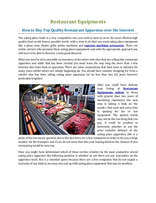 How to Buy Top Quality Restaurant Apparatus over the