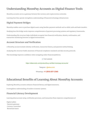 Comprehensive Guide to Understanding MoonPay Accounts in 2026 | PDF