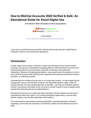 How to buy WeChat accounts 2026 Verified & Safe.pdf