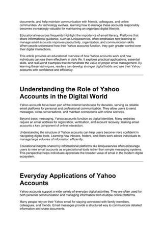 Comprehensive Guide to Managing Yahoo Accounts for Everyday Digital ...