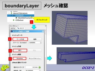 boundaryLayer
2
3
1
74
4
メッシュ確認
ダブルクリック
 