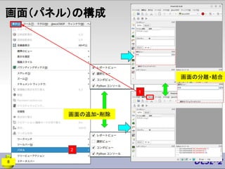 画面（パネル）の構成
画面の追加・削除
画面の分離・結合
8
2
1
 