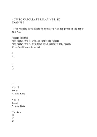 HOW TO CALCULATE RELATIVE RISKEXAMPLEIf you wanted tocalcul.docx